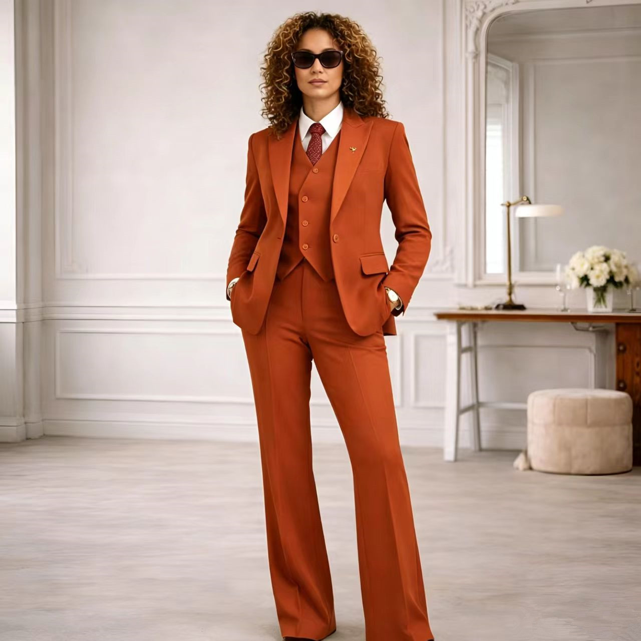 Women'S Formal Wear Pantsuits - Rust Women's Suits 3 Pcs Vintage