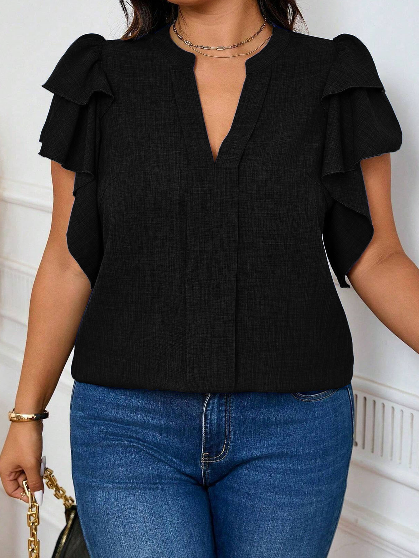 Women's Plus-Size Elegant Tier - Women'S Formal Wear Blouse ulasan dan harga